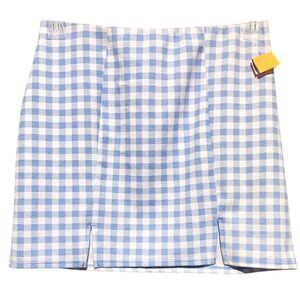 New Blue Gingham Pull On Mini Skirt Small
